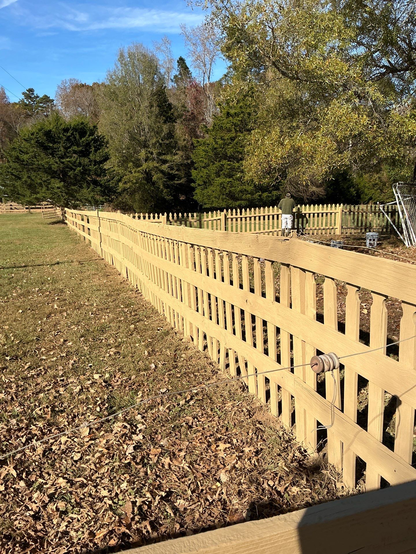 Fence Staining (Farm in Durham NC) by GonzalezPainters & Contractors Inc 