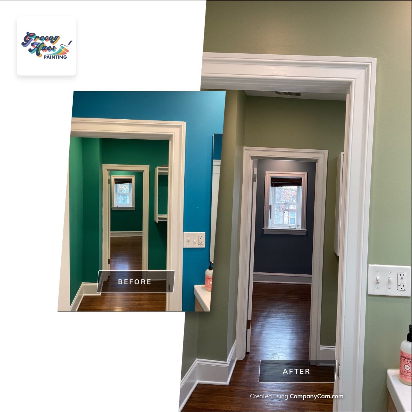 A Colorful, Calming Interior with Soft Greens and Bold Accents by Groovy Hues