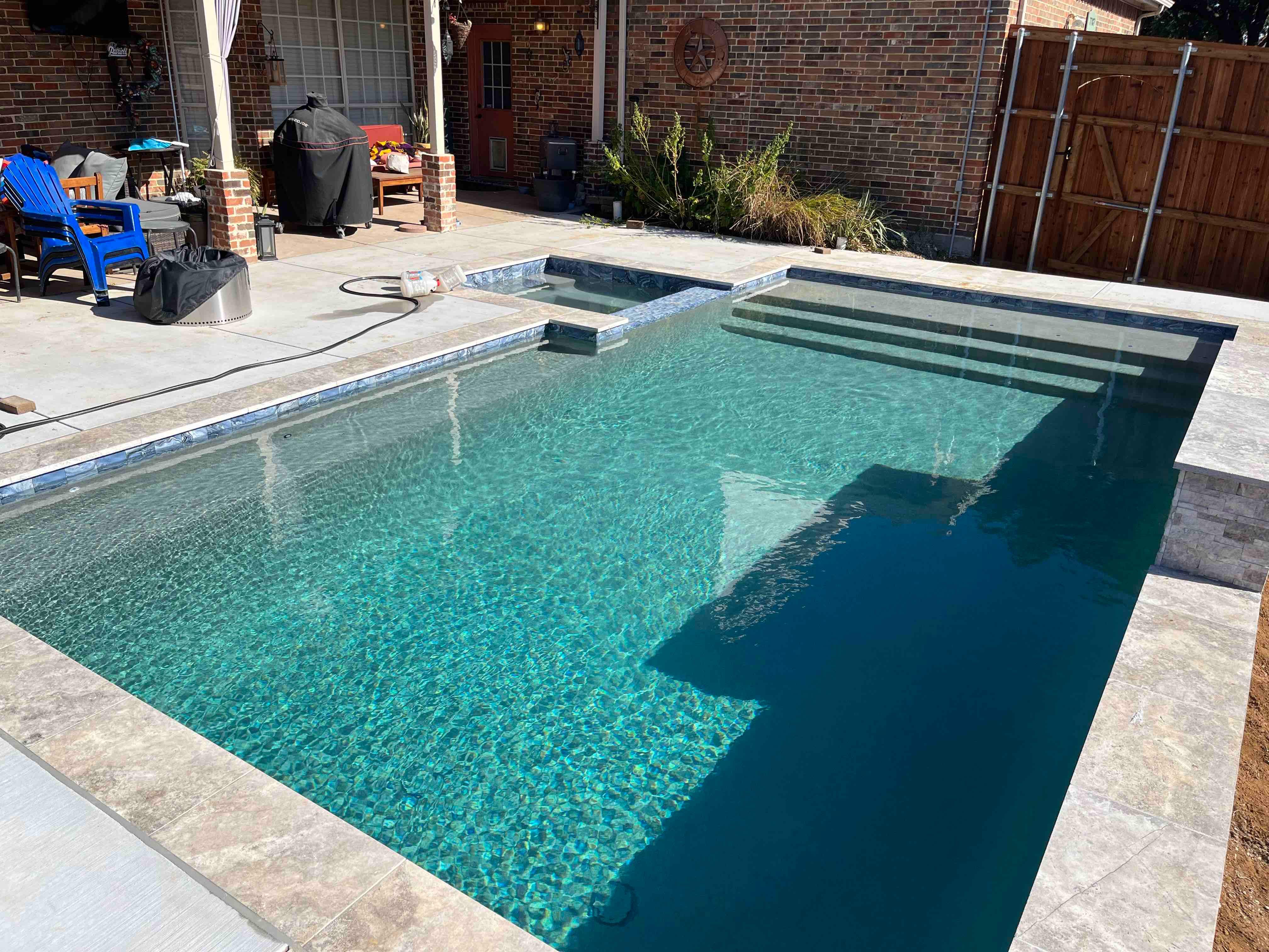 Geometric Pool with Raised Spa by Pinnacle Pools and Spas - DFW