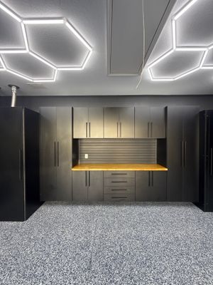 Custom Garage Makeover in Lutz Featuring Hex Lighting and Epoxy Floors