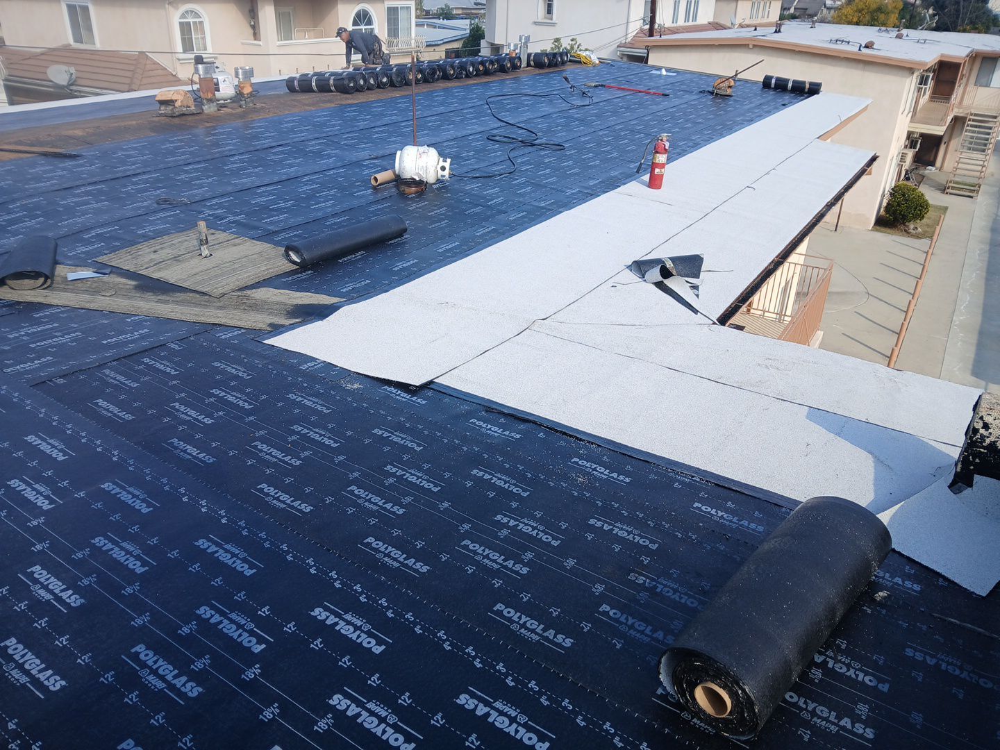 Commercial Roofing Installation using CertainTeed GTA Modified Bitumen System by Hull Brothers Roofing