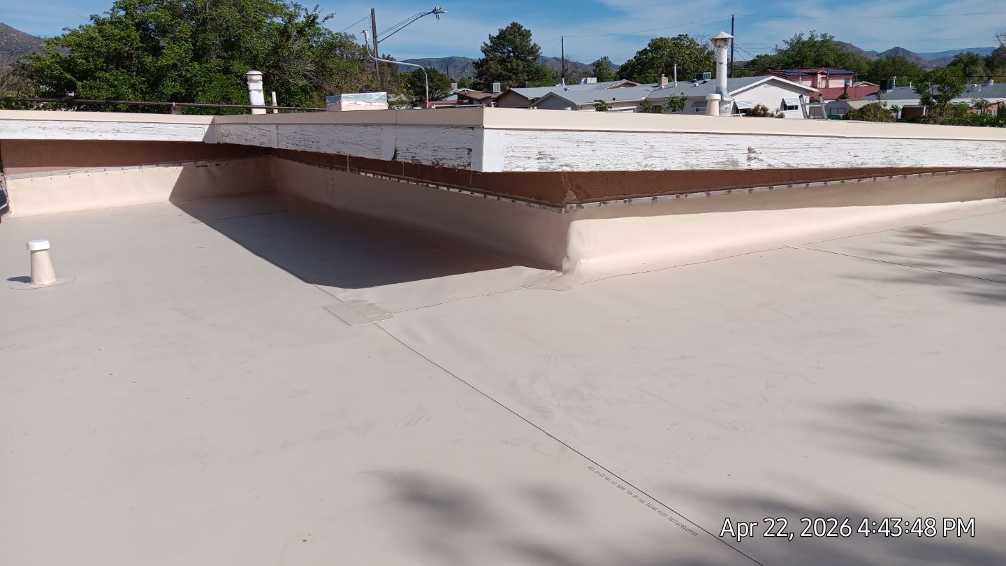 Residential TPO Roof Replacement and skylight replacement in Albuquerque by Doyle Roof Masters Inc