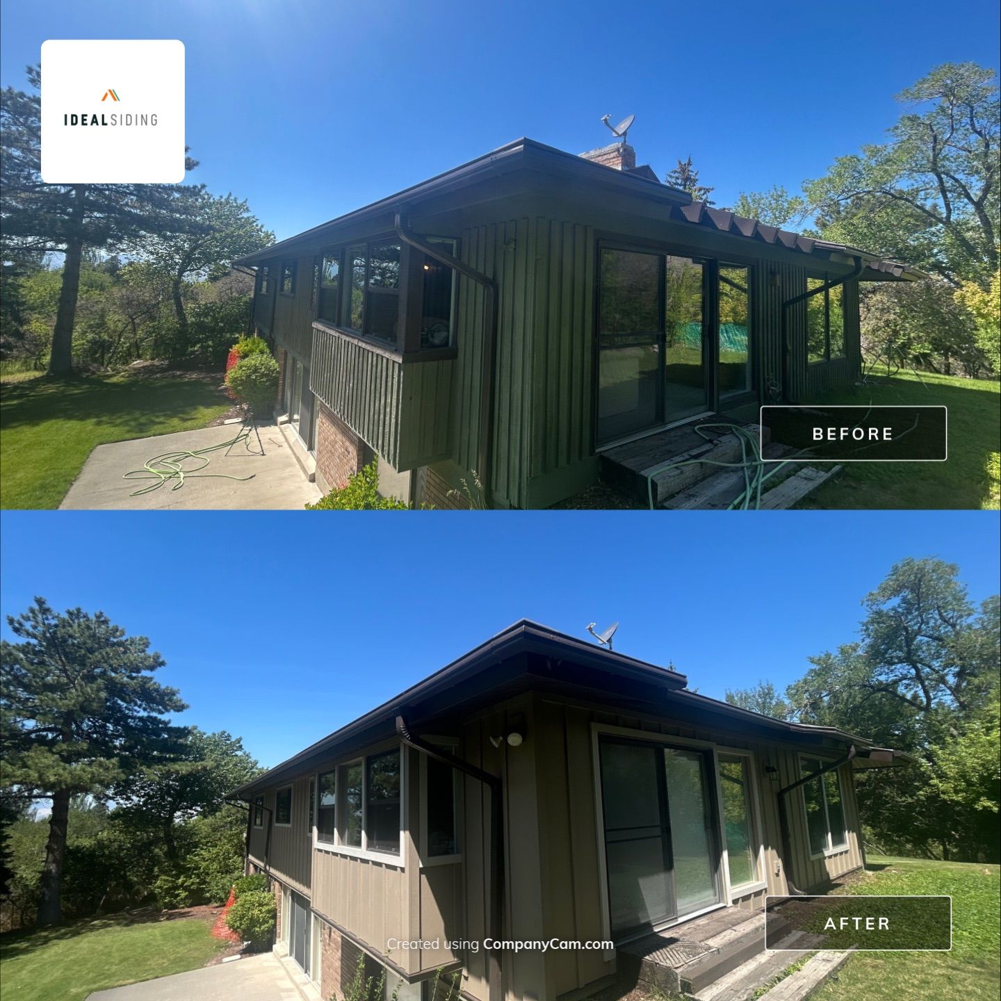 Complete Hardie Colorplus Board and Batten replacement with Custom Soffit Transformation in Sandy by Ideal Siding Utah