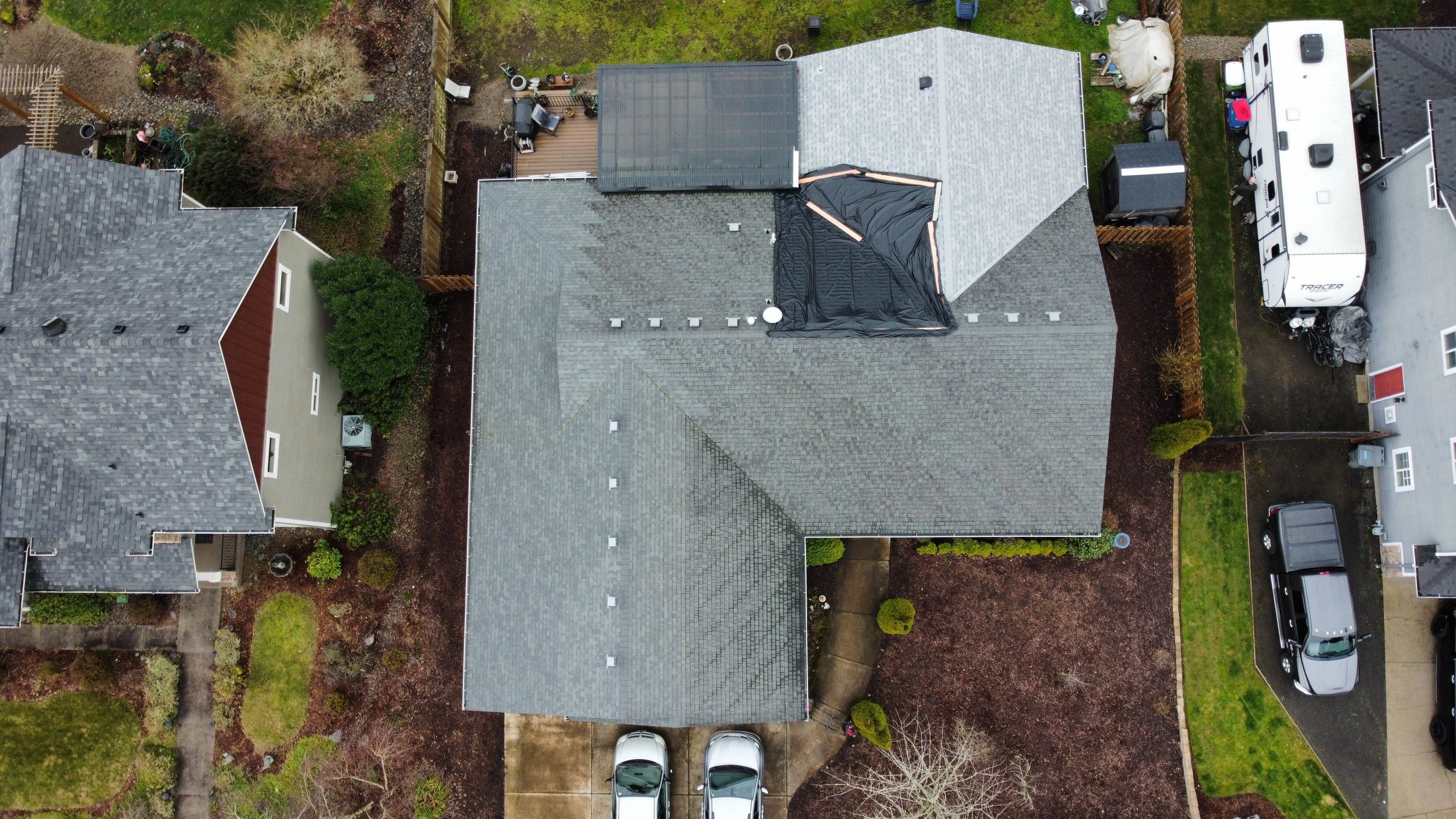 Residential Roofing Installation using IKO Cambridge (Color: Dual Grey) by Orezona Building & Roofing Company, Inc.