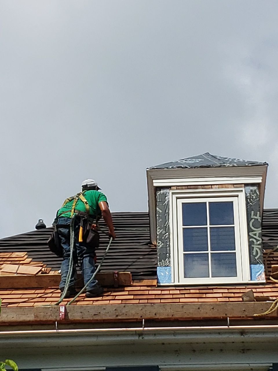 Cedar Shake Roof Replacement with Half Round Copper Gutter Installation  by Custom Installations, Inc.