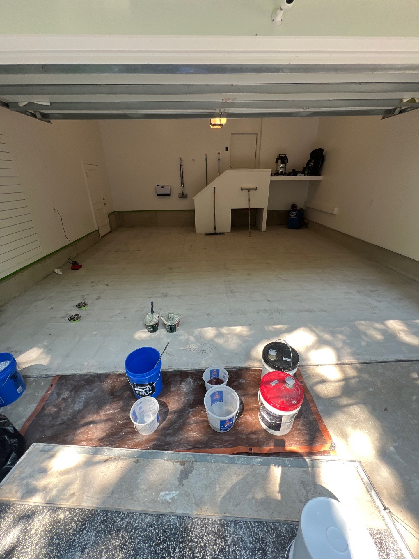 Garage Transformation in West Michigan | Full Interior Repaint & Epoxy Flake Floor in Tidal Wave Blend by Gordon Painting