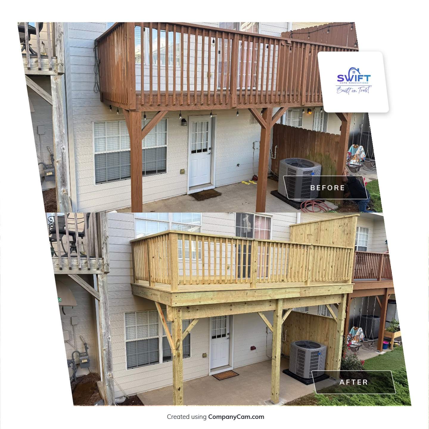 Elevated Pressure-Treated Wood Deck Replacement in Atlanta by Swift Home Renovations