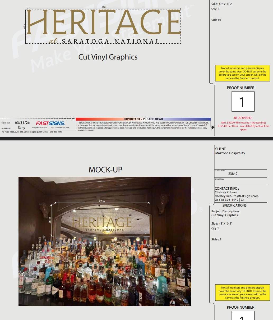 Cut Vinyl Logo at Saratoga National Bar by FASTSIGNS of Saratoga Springs 