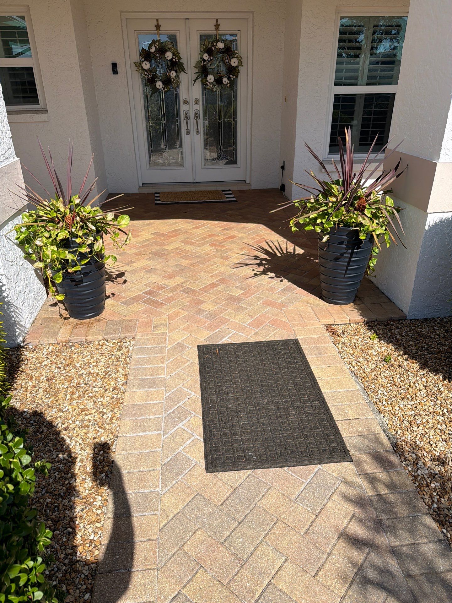 Restoring Herringbone Paver Driveway and Walkway in Sun City Center by Supreme Paver Experts