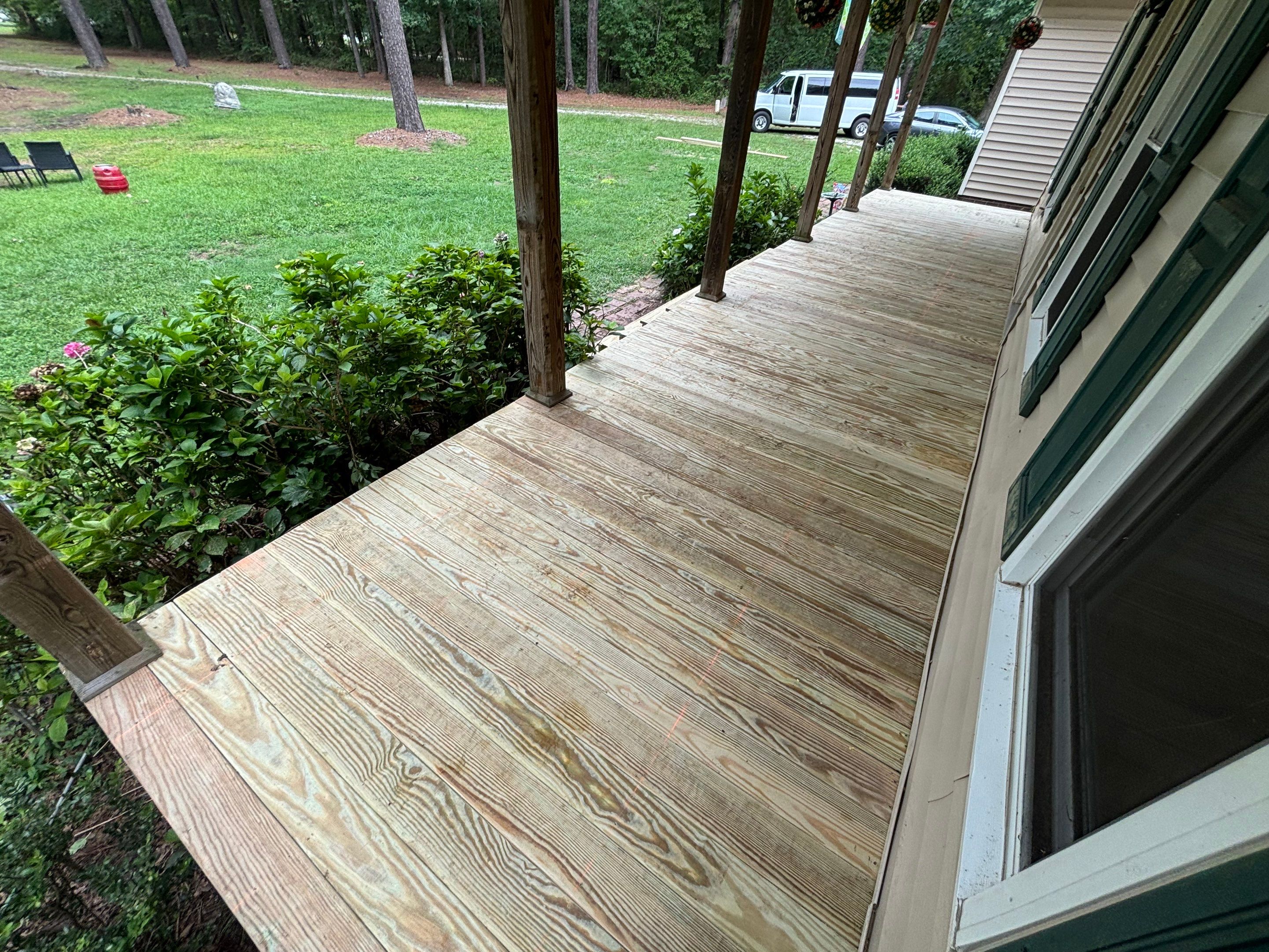 Front Porch Deck Resurfacing and Wood Stair Installation in Battleboro by The Remodeling Company