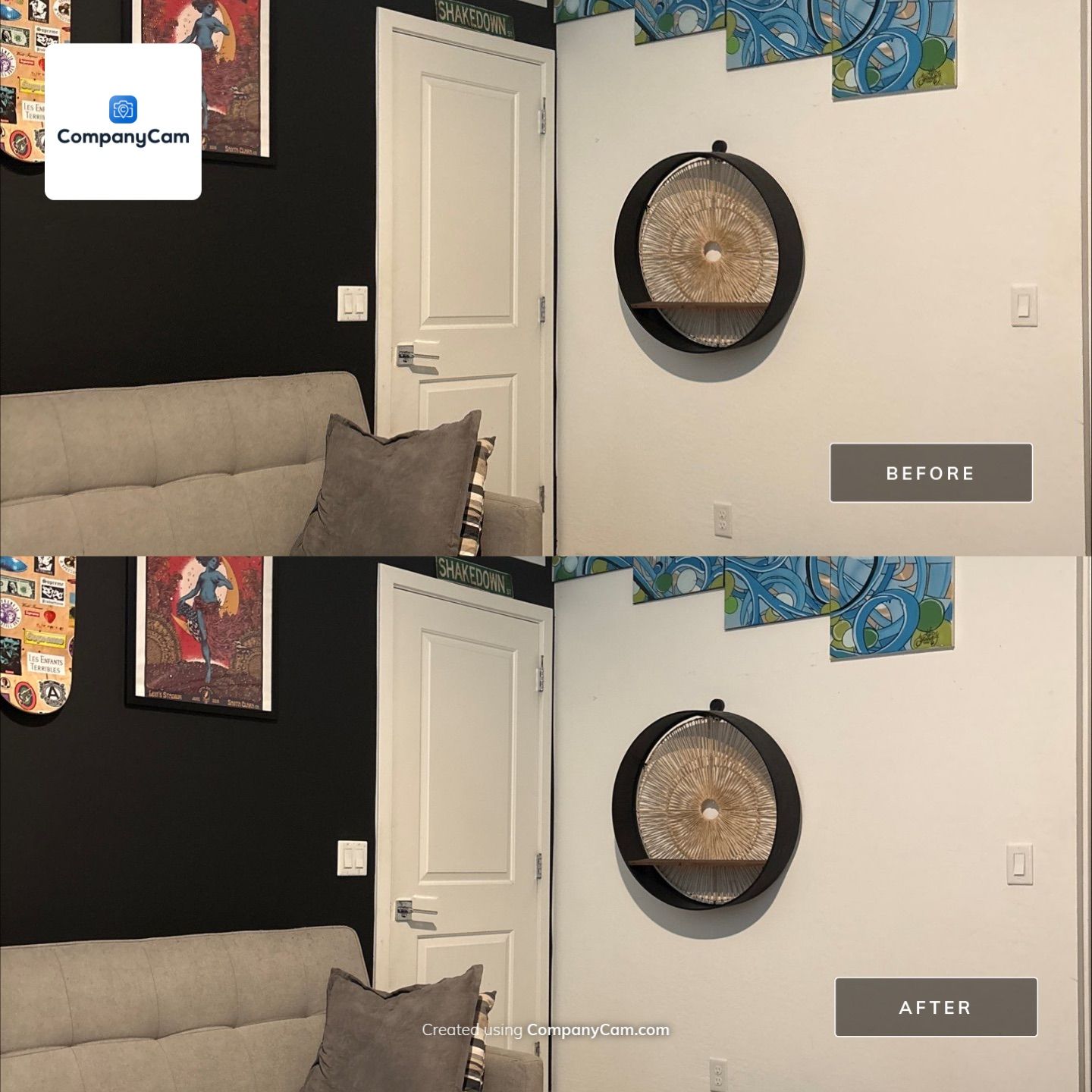 Custom Living Room Gallery Wall and Media Installation in Buckeye by CompanyCam Sales Demo