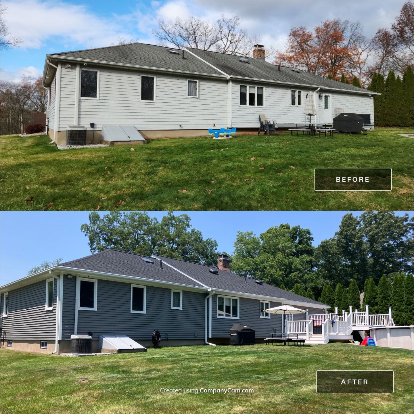 Refreshed Siding with Cert Monogram D/4 x 16'8" clapboard Charcoal Gray & Cert Monogram D/4 x 25' clapboard Charcoal Gray by DiGiorgi Roofing and Siding Inc