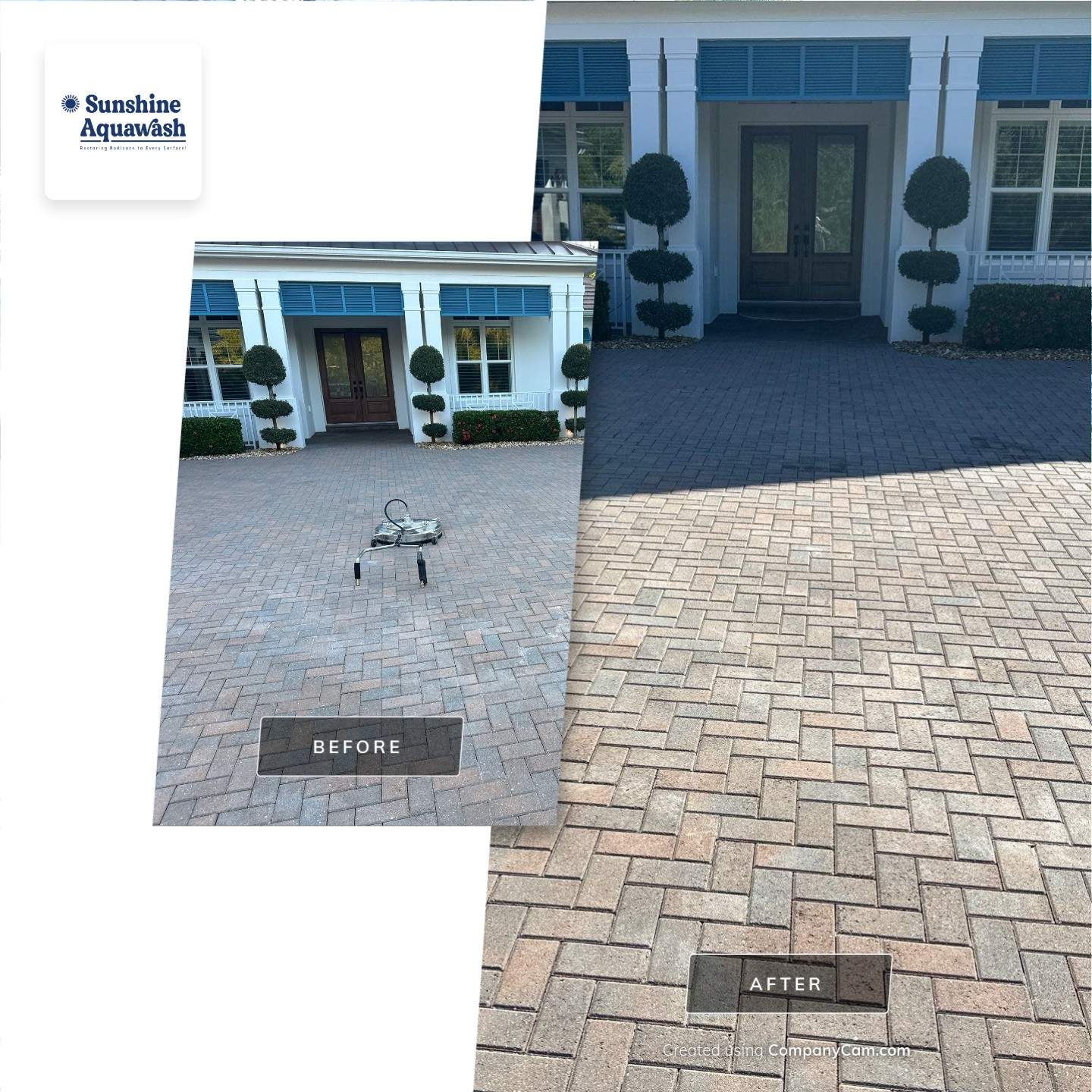 Paver Driveway Cleaning in Winding River Community, Bradenton, FL by Sunshine AquaWash