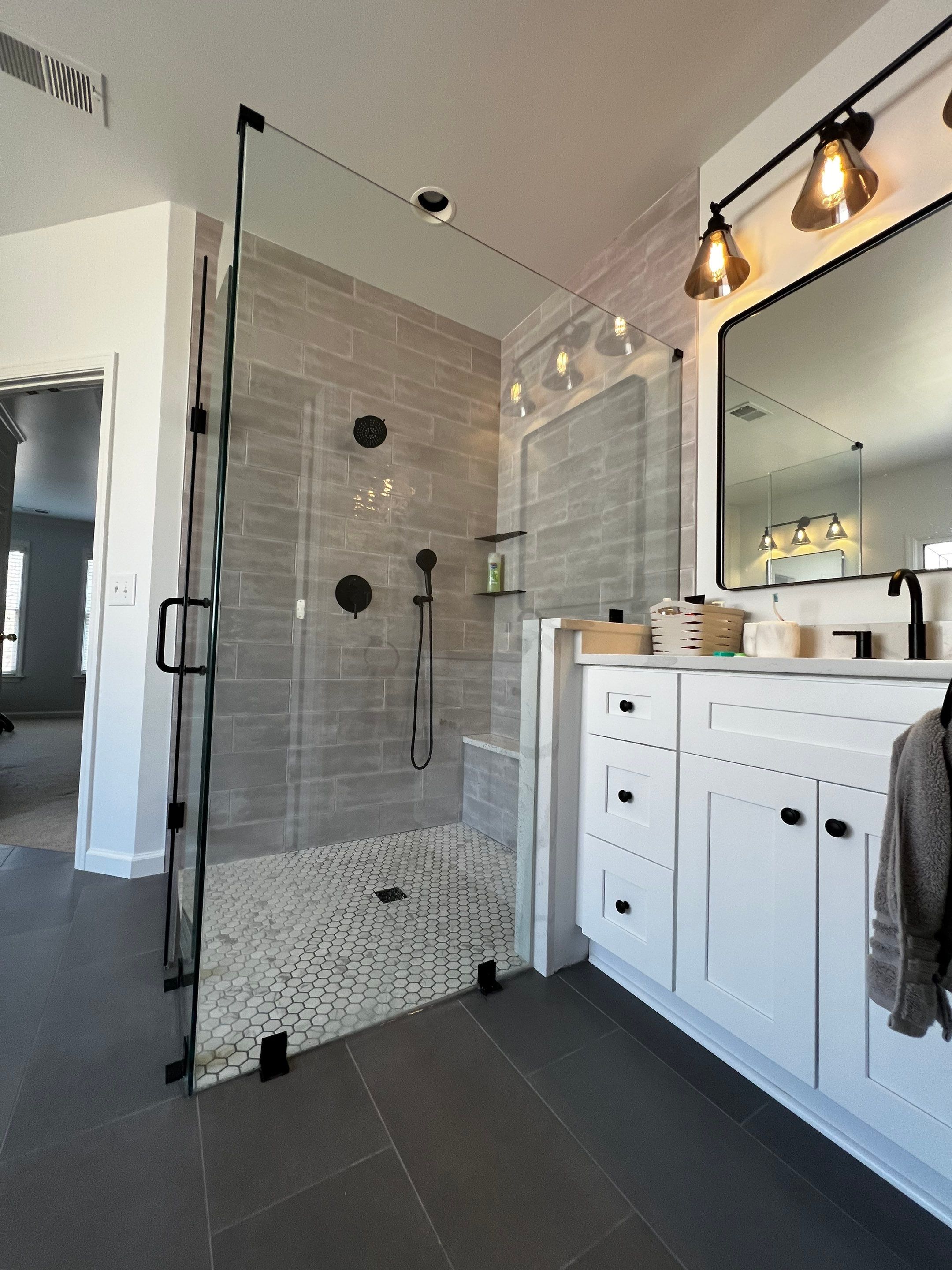 Modern Master Bathroom Remodel and Bedroom Painting in Woodstock by Swift Home Renovations