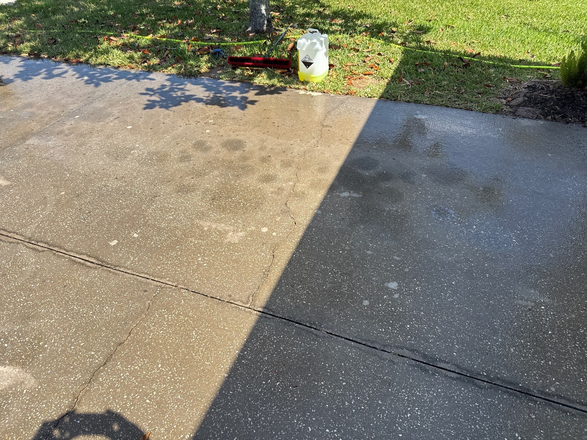 Concrete Driveway Oil Stain Removal | Harrison Ranch Community | Parrish, FL by Sunshine AquaWash