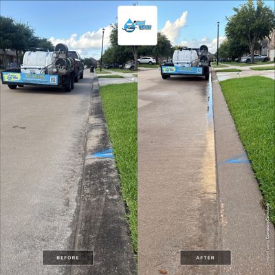 Residential Concrete Driveway and Sidewalk Pressure Washing in Katy
