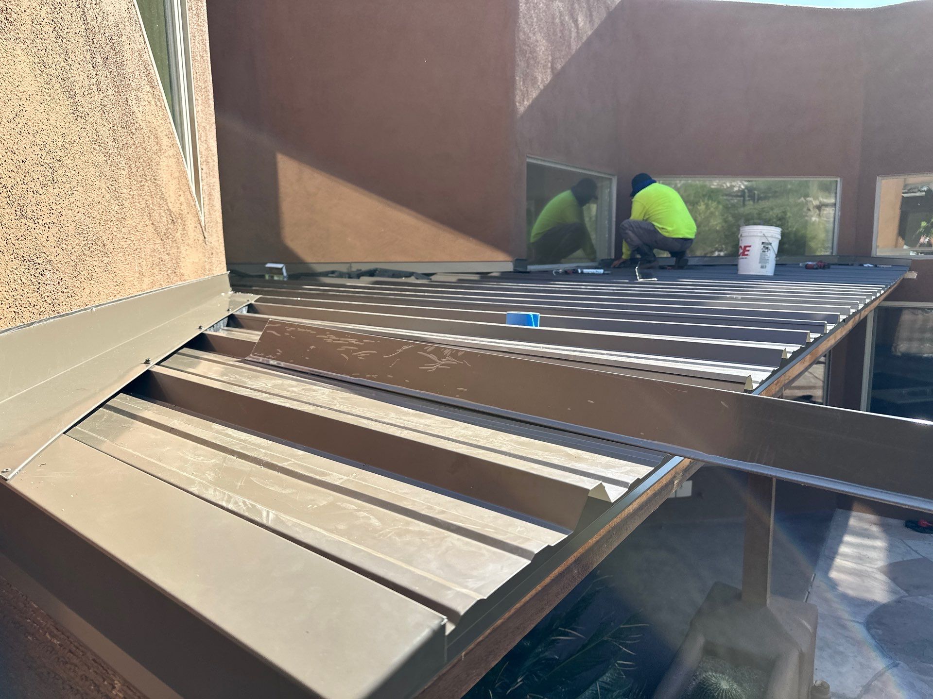 Light Stone Exposed Fastener by Reimagine Roofing