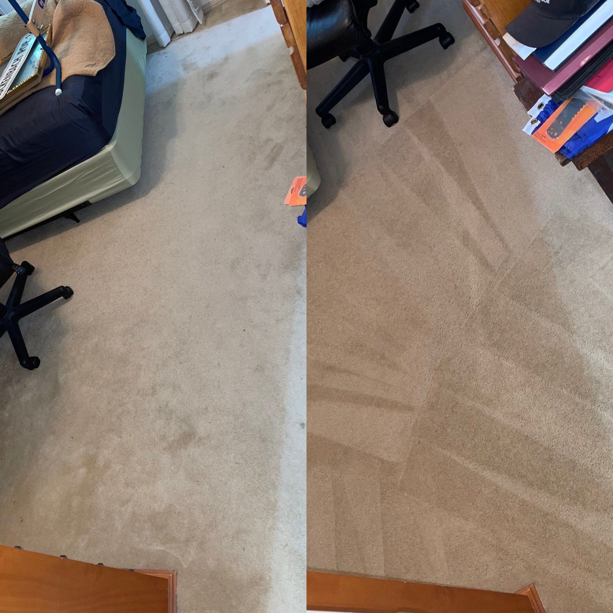 carpet cleaning service leaving carpets visibly cleaner and refreshed in a home environment based on before and after comparison