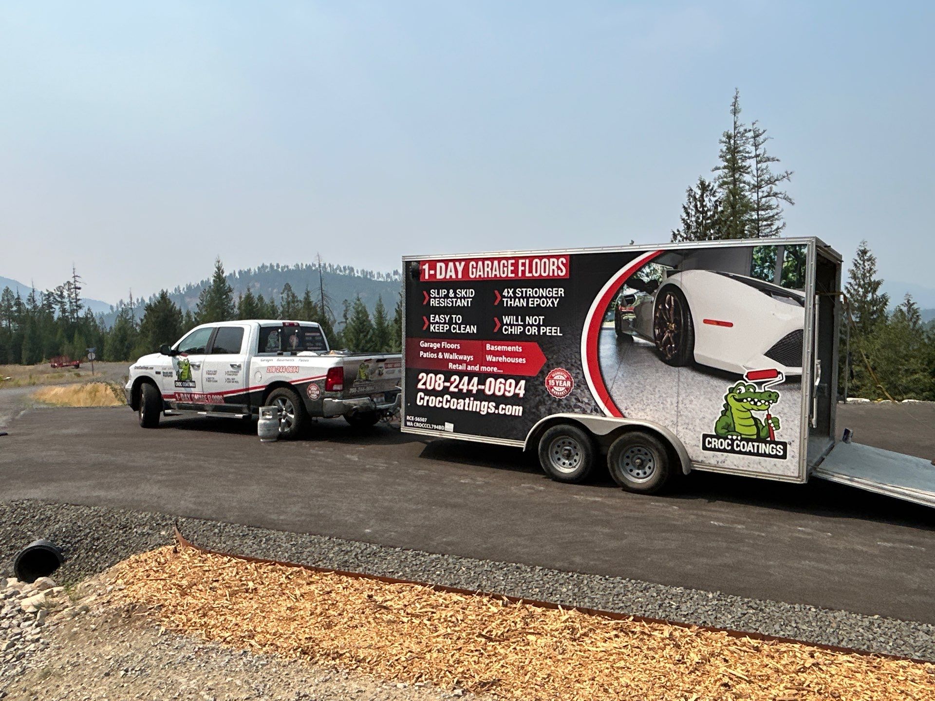Shale Hybrid Garage Floor Coating and Concrete Restoration in Sagle by Croc Coatings, LLC