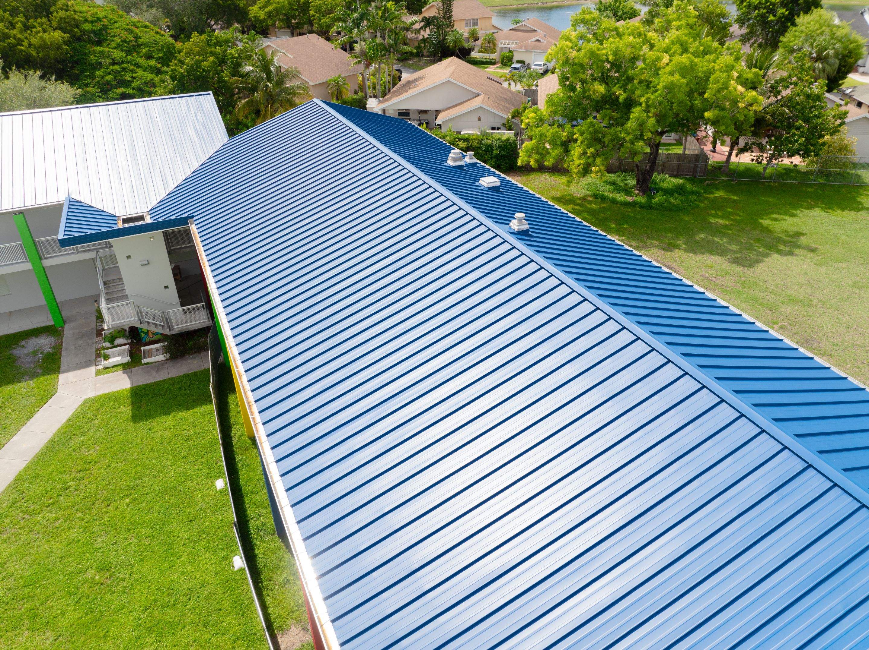 24ga 1.5" Mechanical Seam Slate Blue by Total Roofing System The Metal Roof Experts