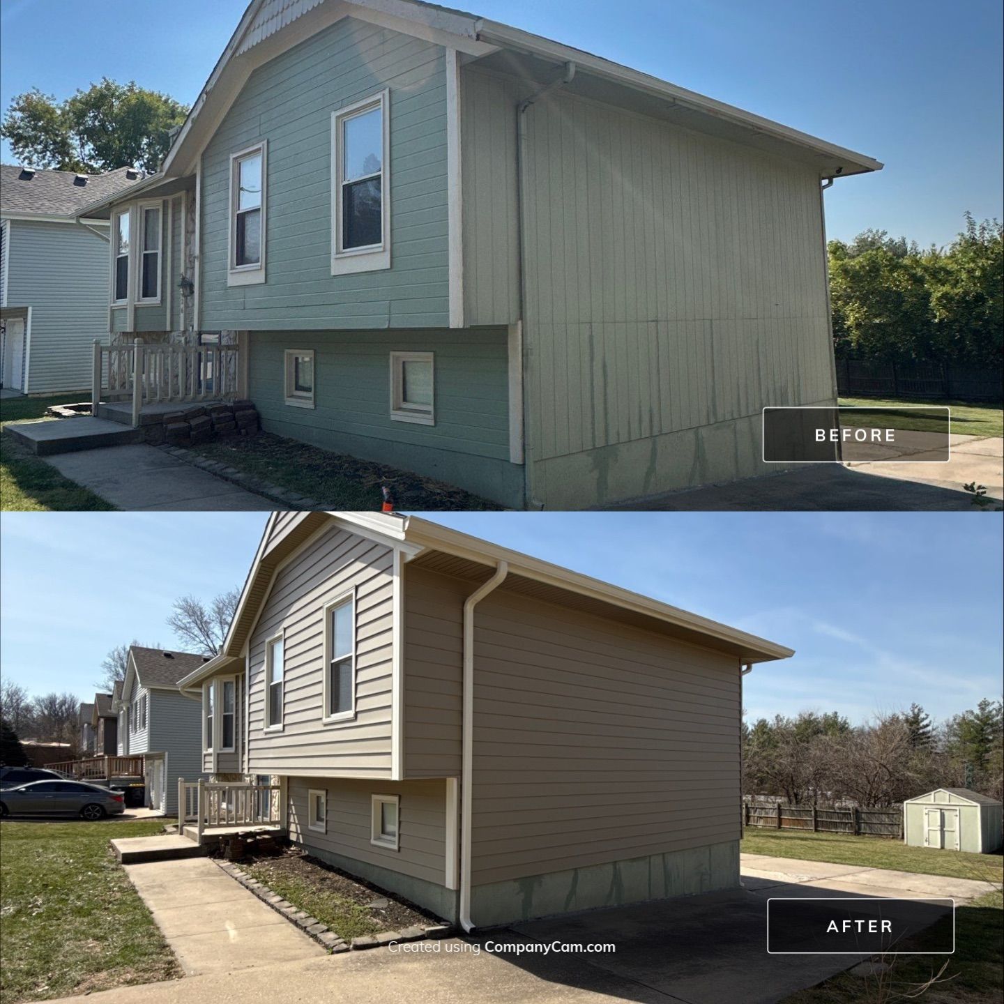 Kansas City Horizontal Vinyl Siding Installation for Split-Level Residence by EEC Windows, Siding & Roofing
