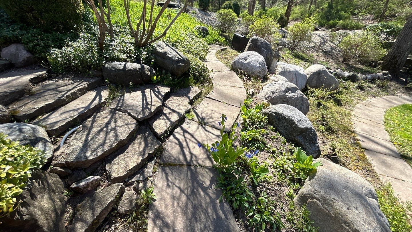 natural stone using Algaecide, soft wash soap by Northern Power Washing LLC.