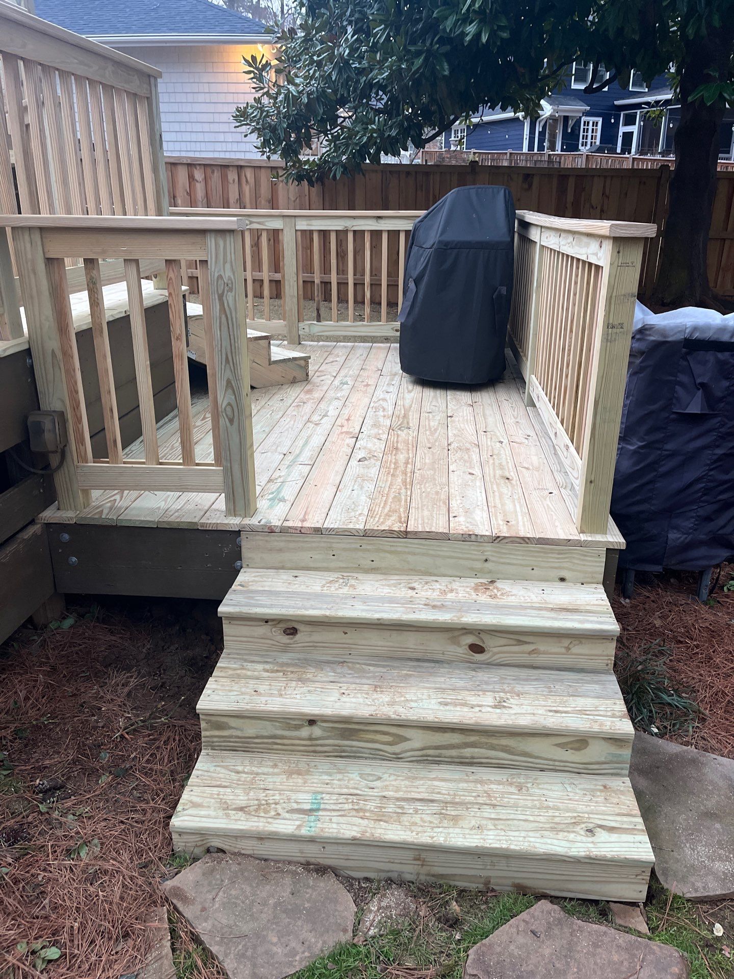 Wood Deck Resurface with Privacy Wall in Buckhead, GA by Nelson Exteriors
