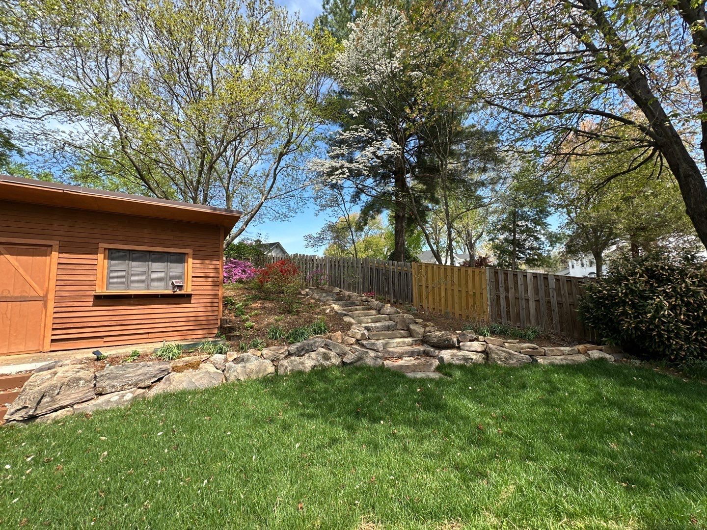 Natural Stone Retaining Wall and Steps in Olney, MD by The Smet Companies, LLC
