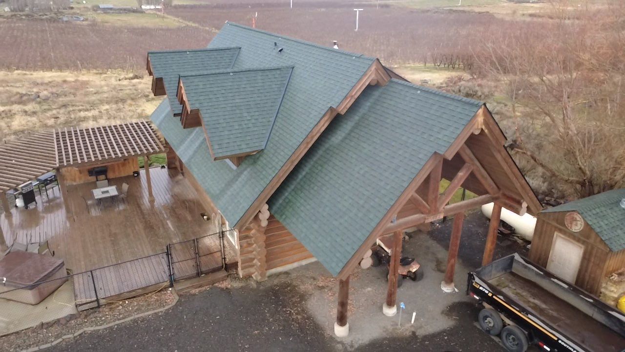 Residential Roofing Replacement on Custom Log Home in Tieton by Alpine Roofing