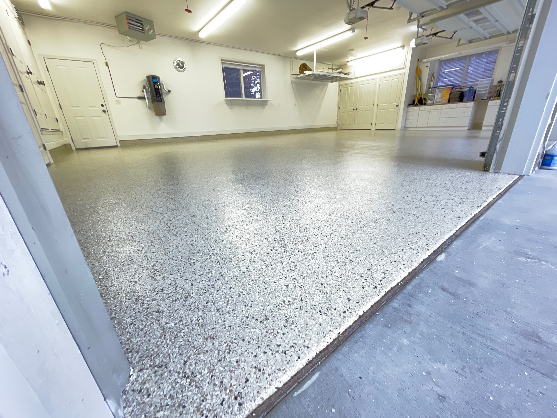 Garage Transformation using Driftwood Colorway by Croc Coatings, LLC