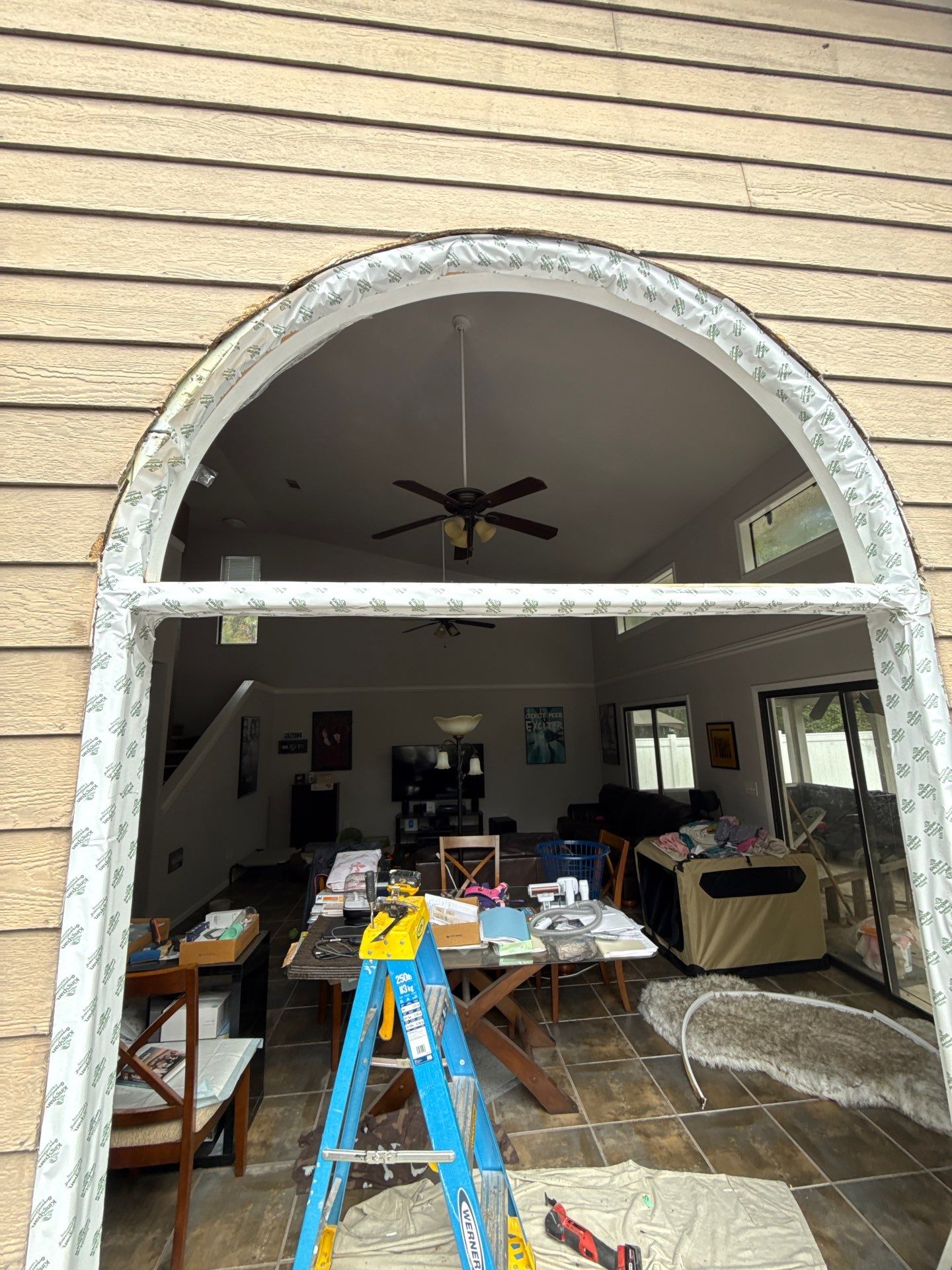 Custom Arched Transom and Sliding Patio Door Replacement in Gainesville by Windows & Doors Store