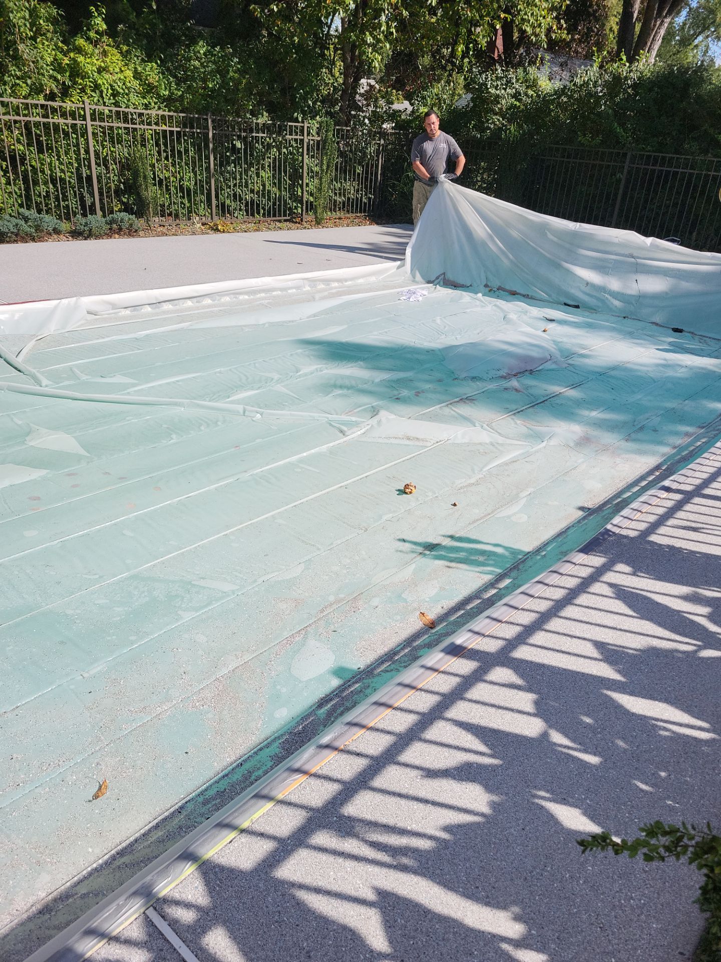 Blue Granite Pool Patio Concrete Coating in Lincoln Park by Spectrum Painting, LLC