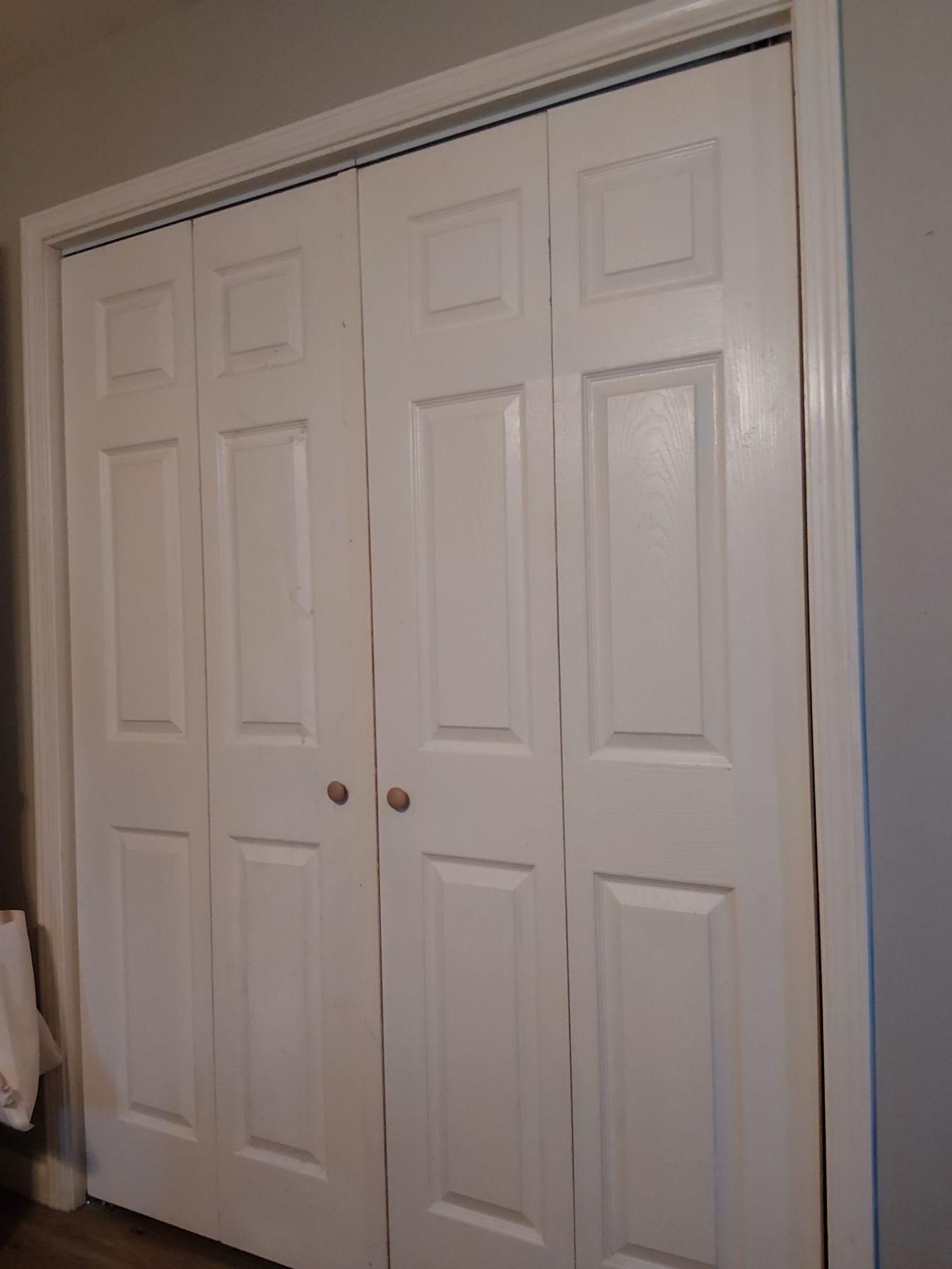 White Paneled Bifold Closet Door Installation by Legendary Services Company LLC.