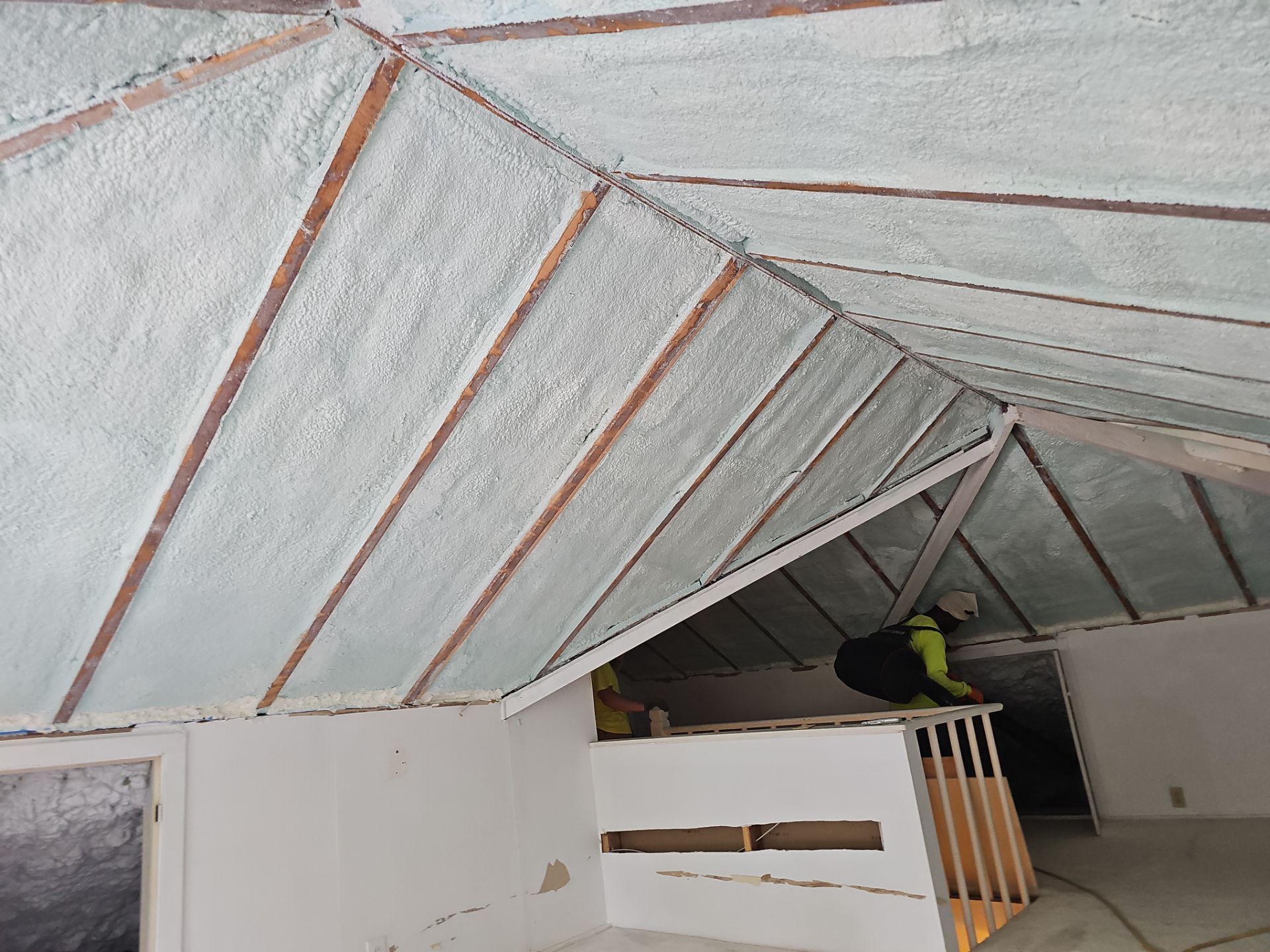 Attic Insulation using open cell spray foam by NYS Foam & Energy