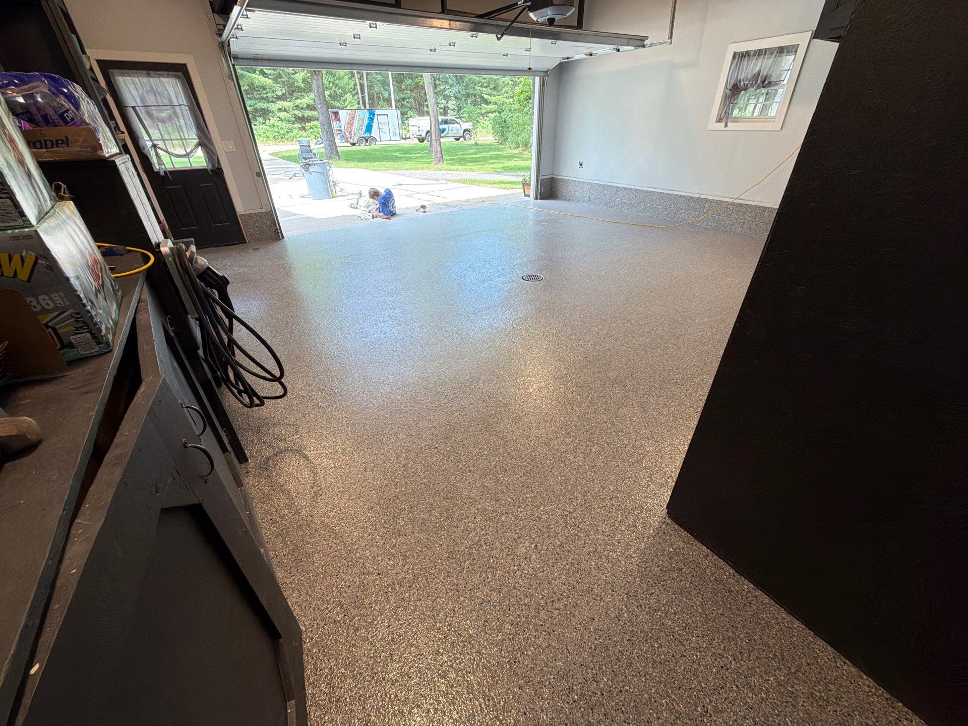Garage Epoxy Flake Floor and Concrete Crack Repair in Twin Lake by Gordon Painting