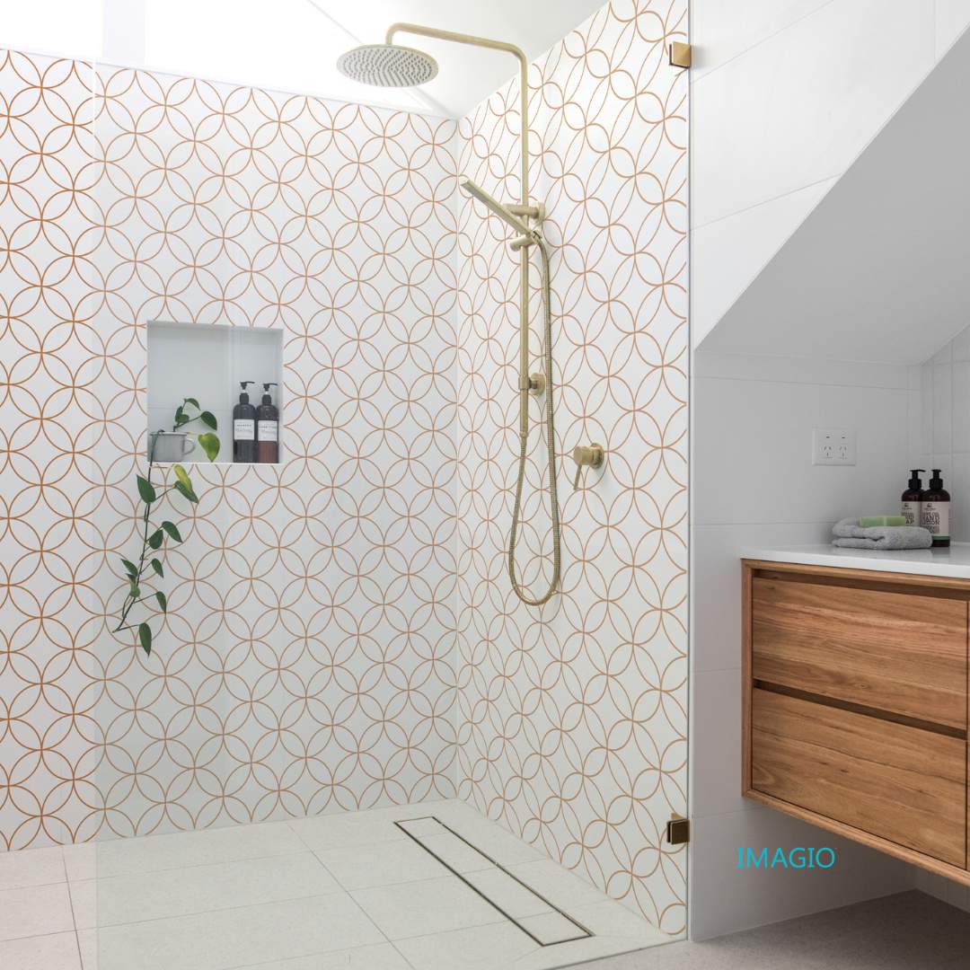 Bathroom Remodel using IMAGIO Glass Shower Wall & Accents by IMAGIO