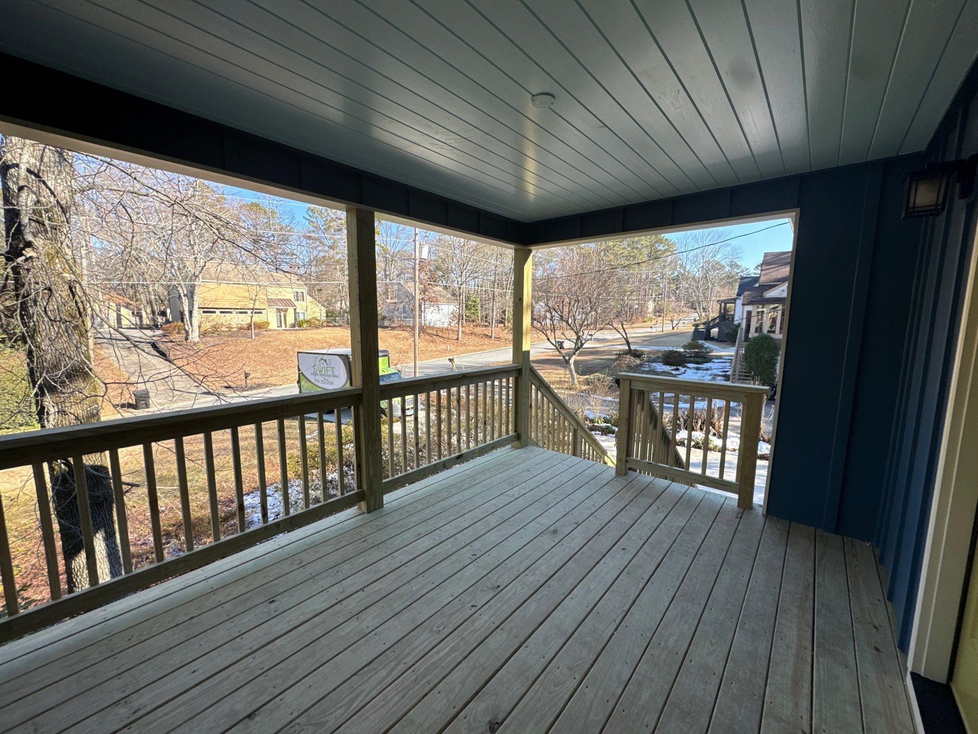 Elevated Wood Deck and Siding Replacement in Marietta by Swift Home Renovations