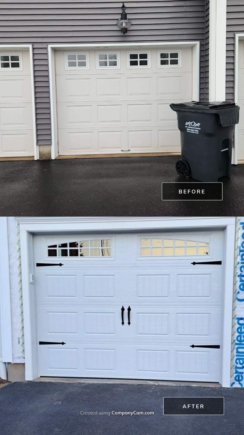 Garage Door Upgrade with Classic Style & Window Accents by DiGiorgi Roofing and Siding Inc