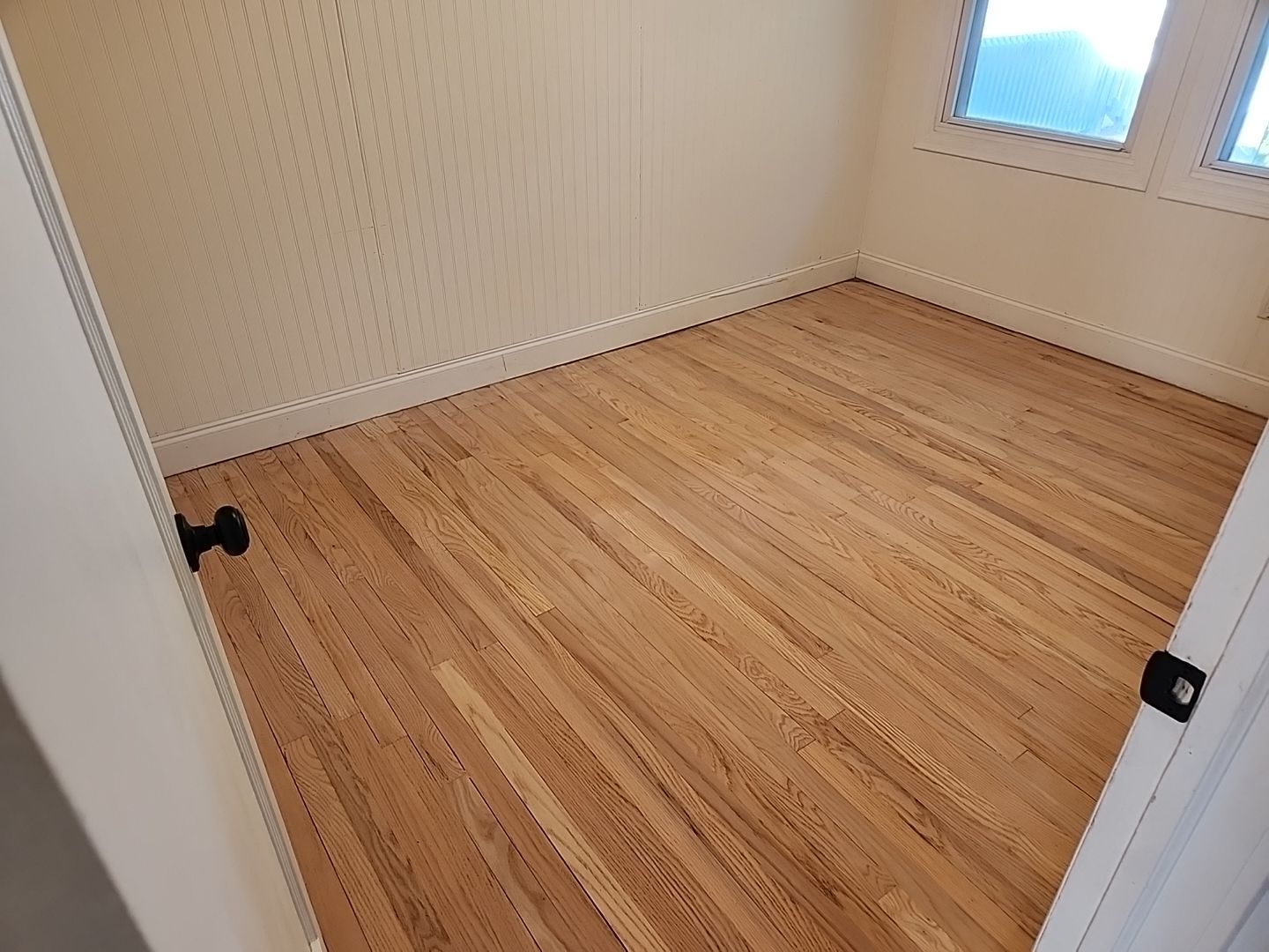 Sand & Refinish Red Oak with Duraseal Jacobean and Bona Mega Satin Finish using Dureaseal Jacobean and Bona Mega by Footprints Floors Morristown