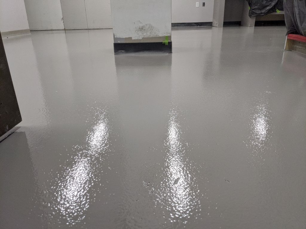 Commercial Flooring using Solid Haze Grey by Croc Coatings, LLC