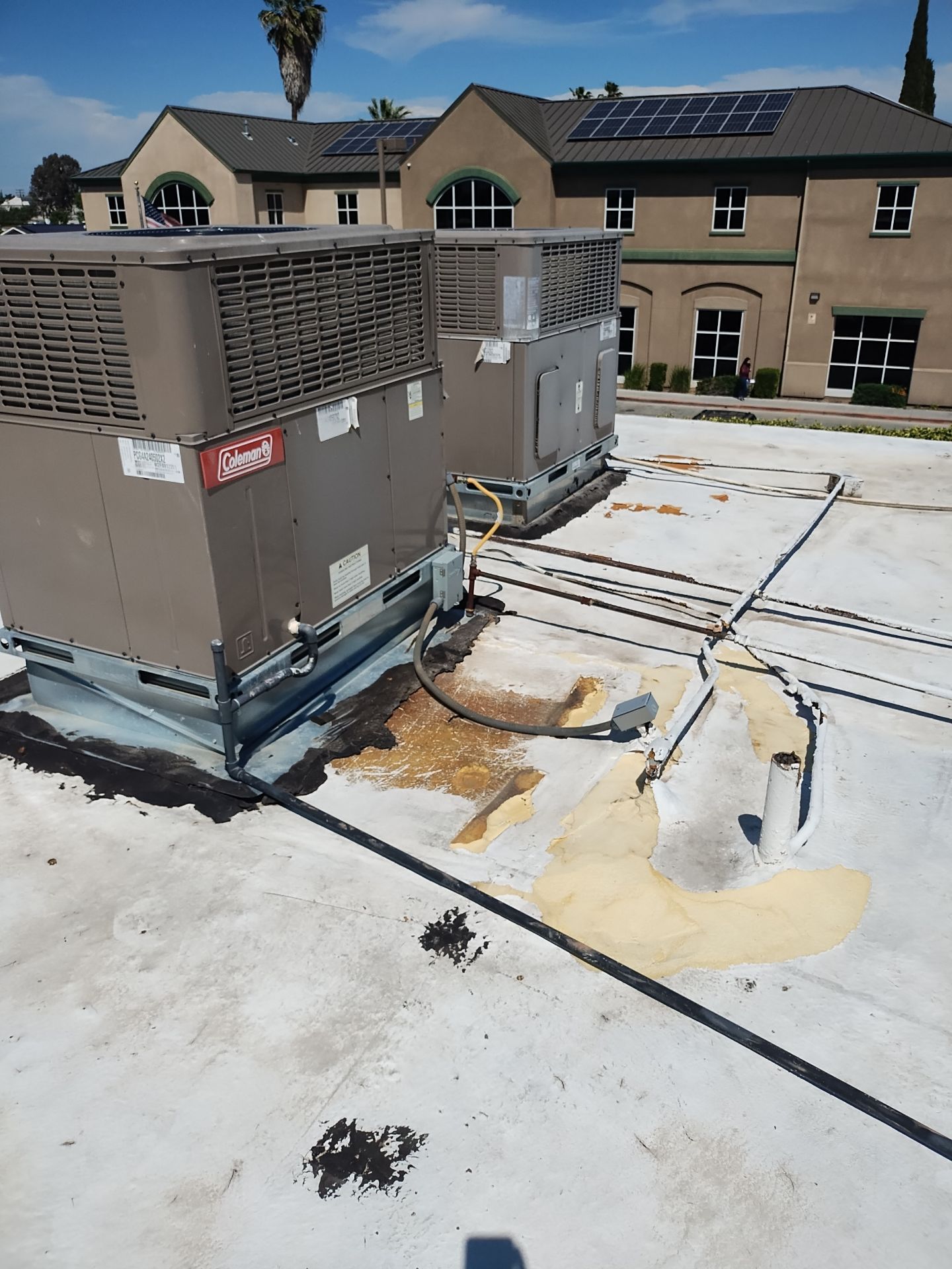 Foam Refurbish using General Coatings acrylic coatings and spray foam by Straight Edge Roofing Inc