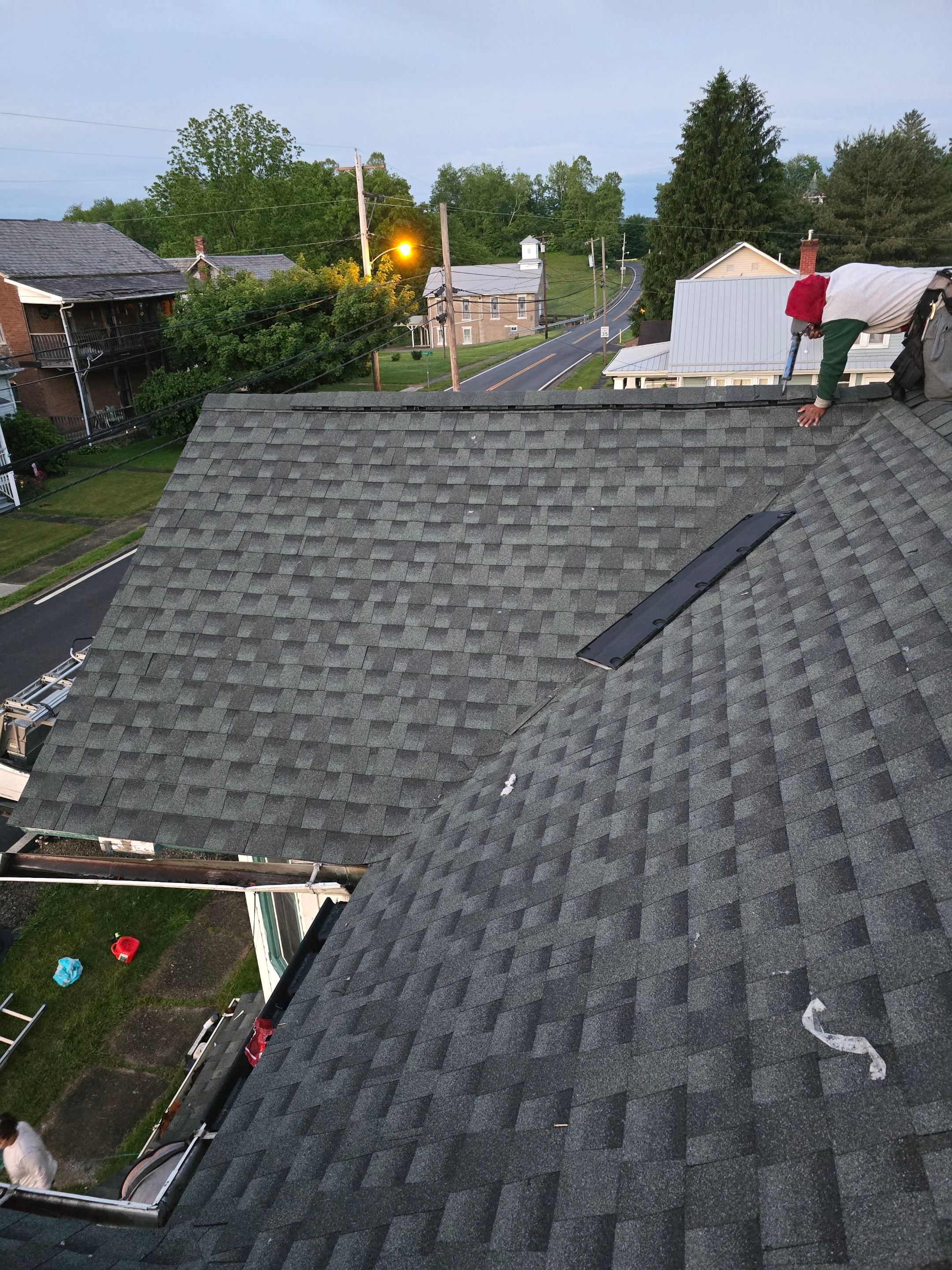Residential Roofing Installation using GAF Timberline HDZ Williamsburg Slate by Rainstoppers Roofing