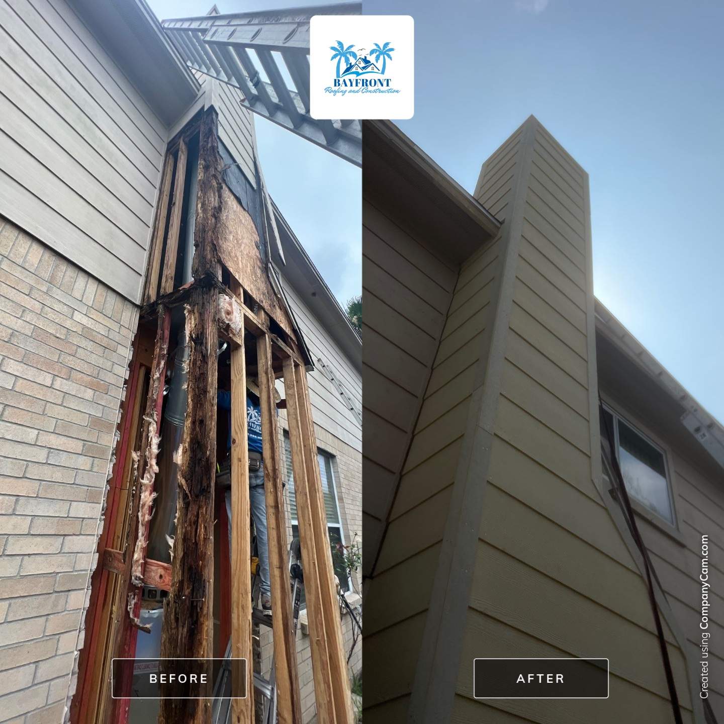 Chimney looks good but its BAD! by Bayfront Roofing and Construction