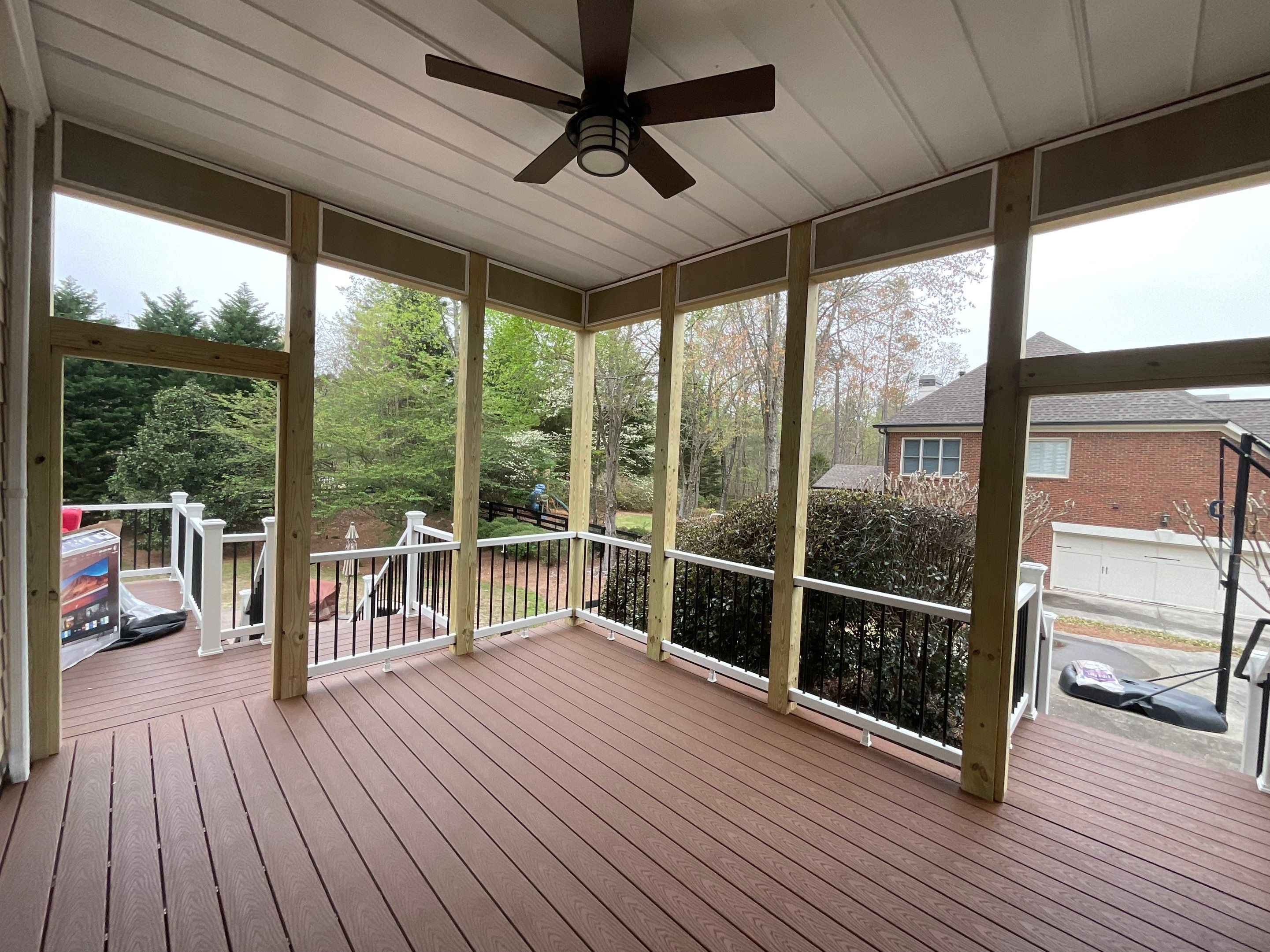 Two-Level Custom Screened Porch and Composite Deck in Alpharetta by Swift Home Renovations