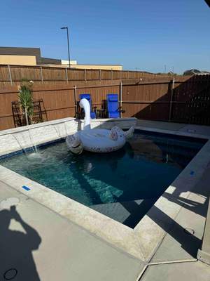 Geometric Pool with Raised Spa and Tanning Ledge