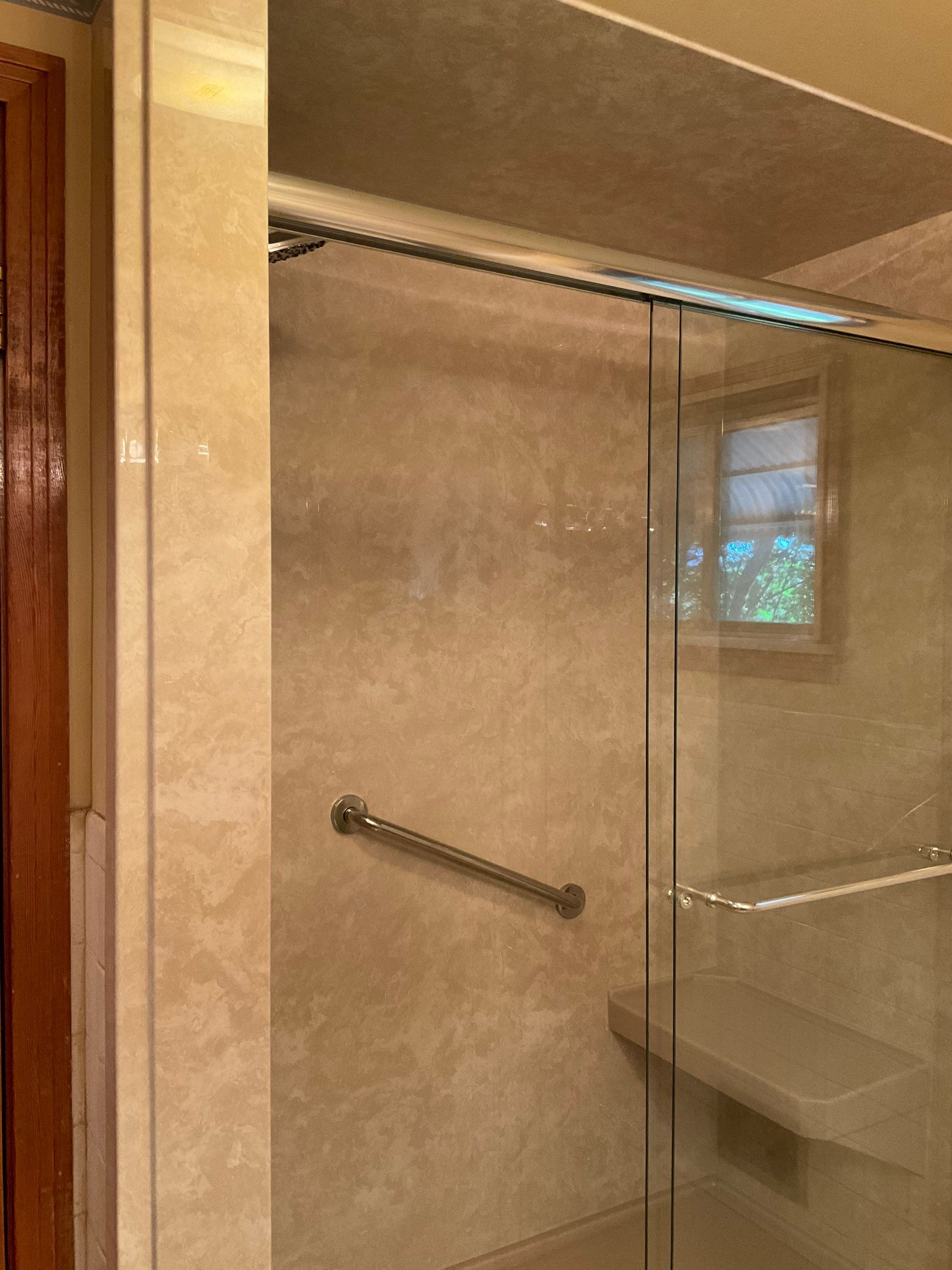 Tub to Shower Conversion: White Travertine by Rome Bath Remodeling