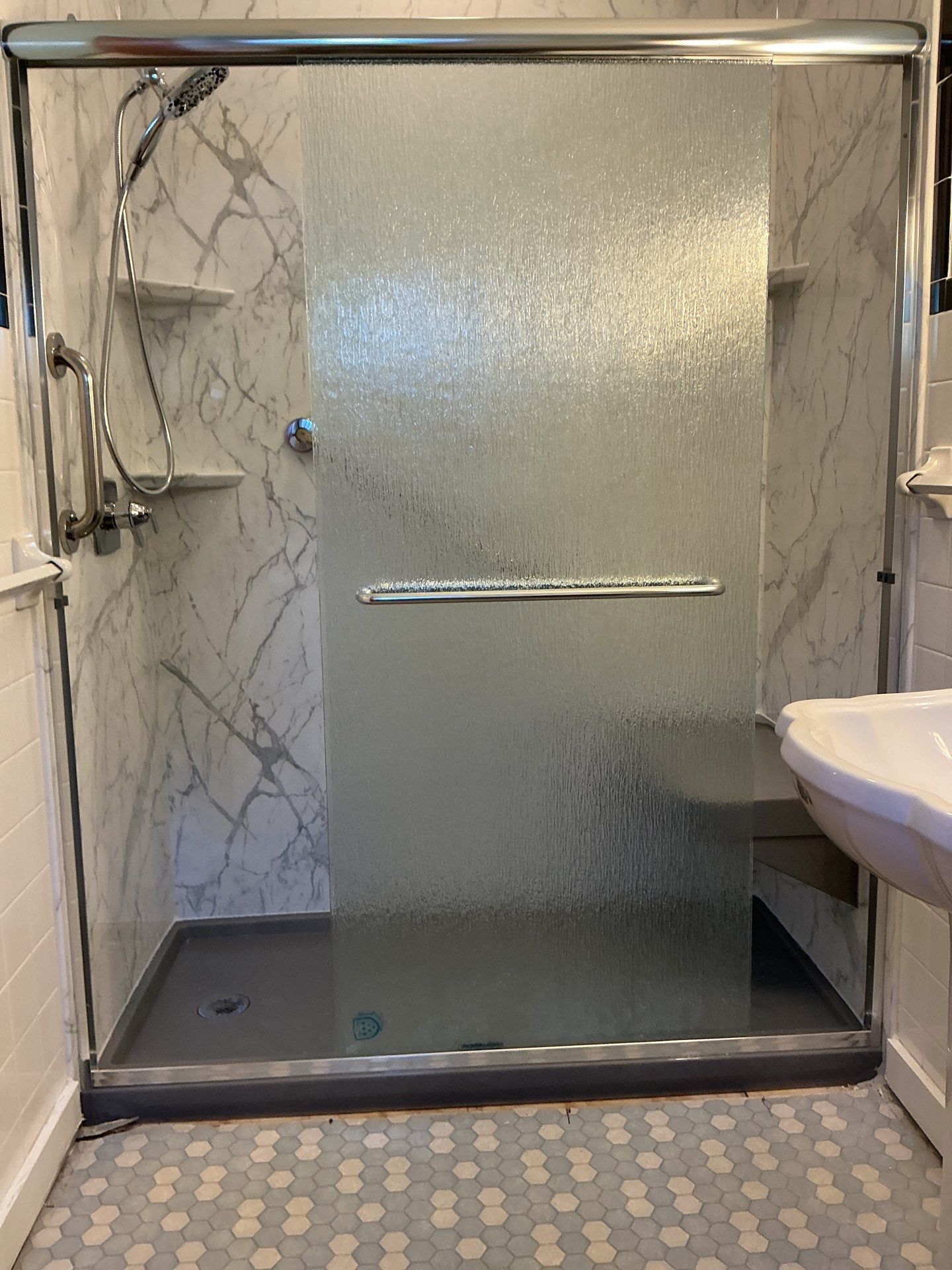 Phase II: Santorini White w/ Concrete Onyx by Rome Bath Remodeling