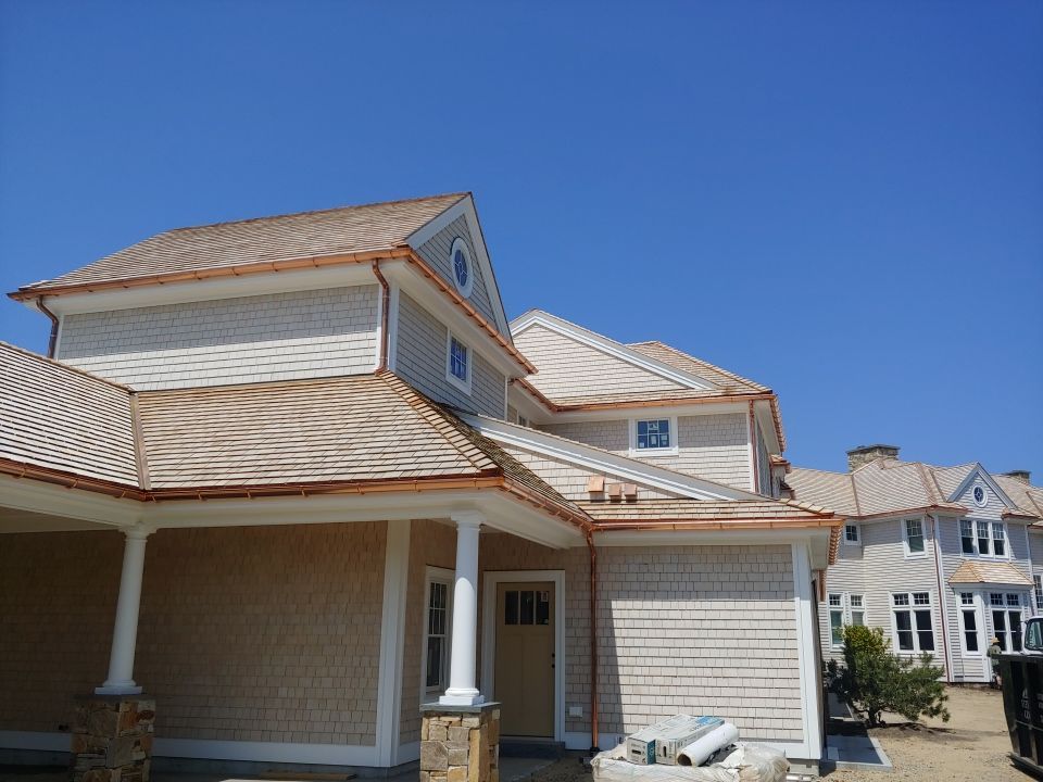 Gutter Installation using 6" Half Round Copper Gutter in East Sandwich, MA by Gutter Pro Enterprises