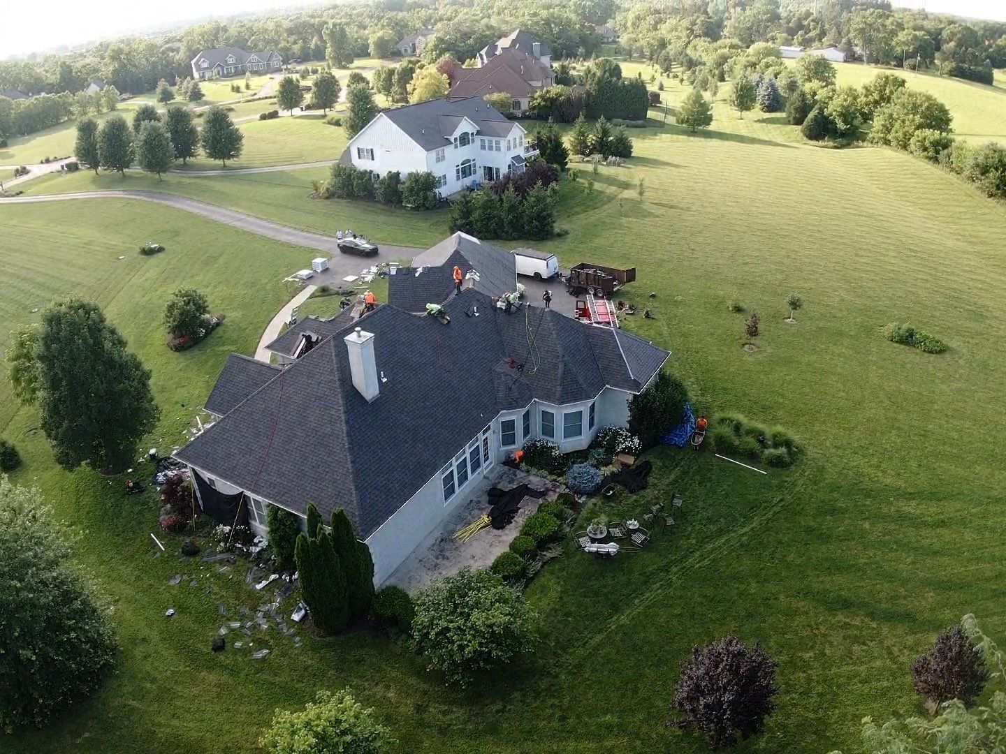 Residential Roofing Installation using Atlas Pinnacle Black Shingles by 614 Exteriors