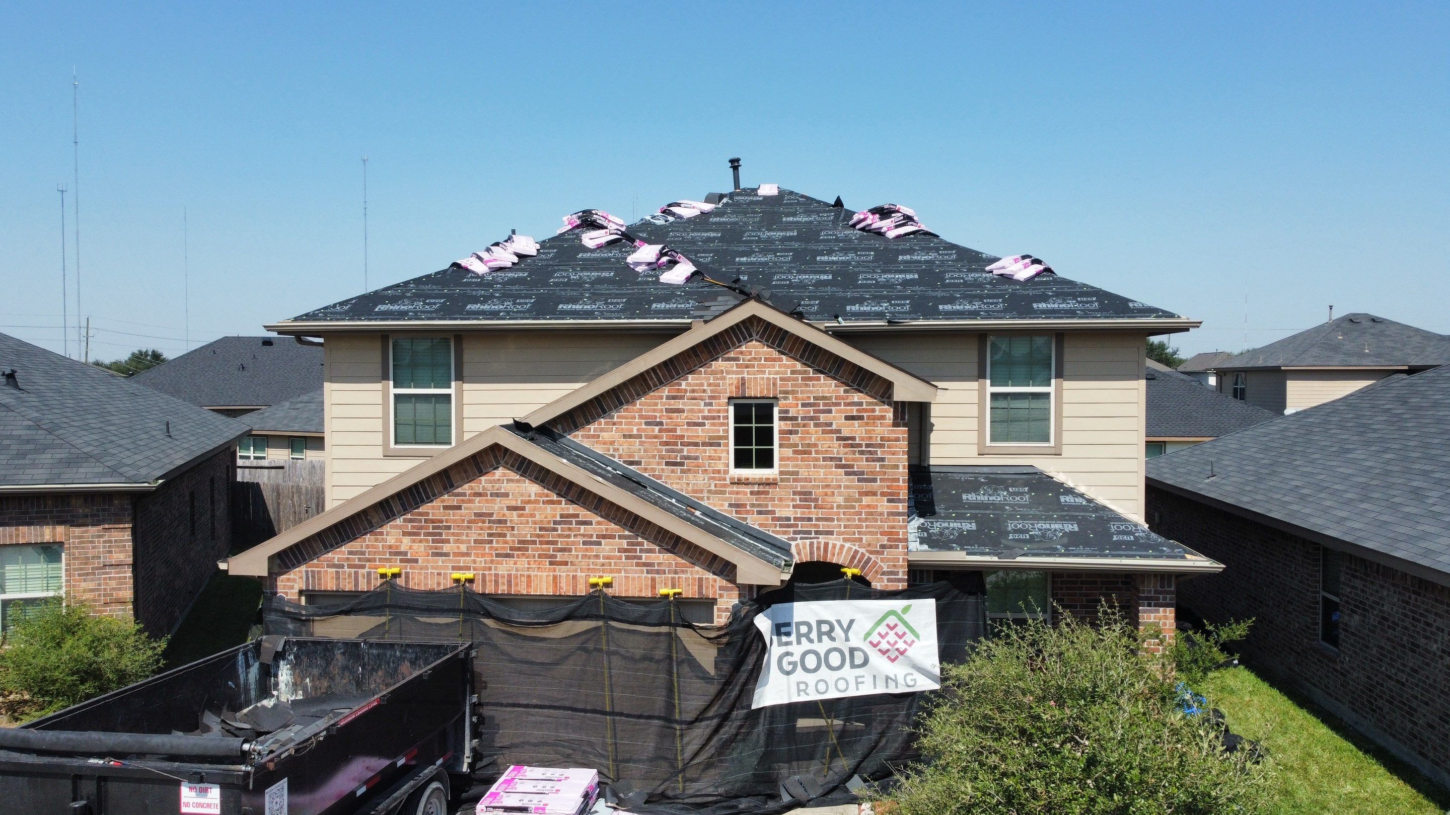 Reroof after Hurricane Beryl by Berry Good Roofing 